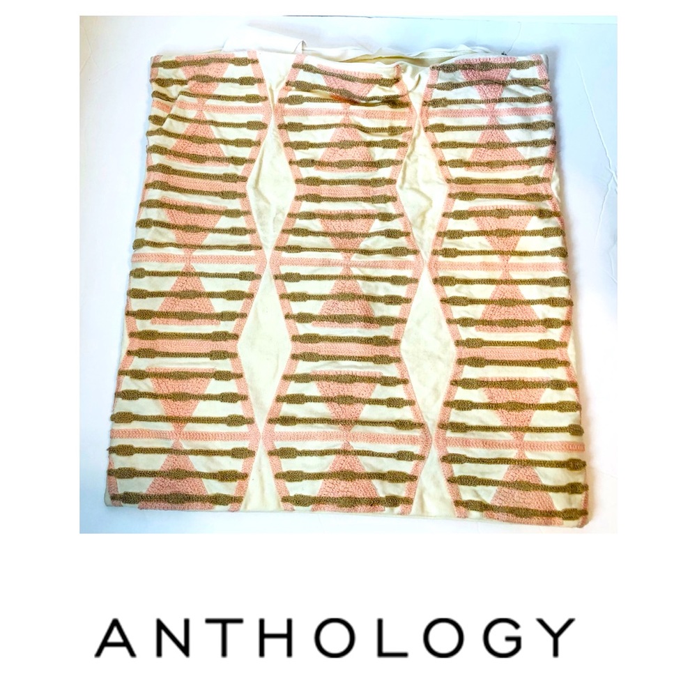 Anthology 💯 Cotton Beige Tan Peachy/Pink Pillow Cover 16X14